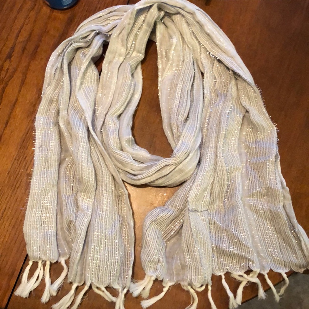 Sparkly sliver and white scarf